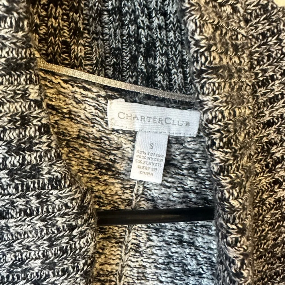 Charter club, heavy duty,‎ black, gray, and white sweater women’s small - Picture 4 of 4